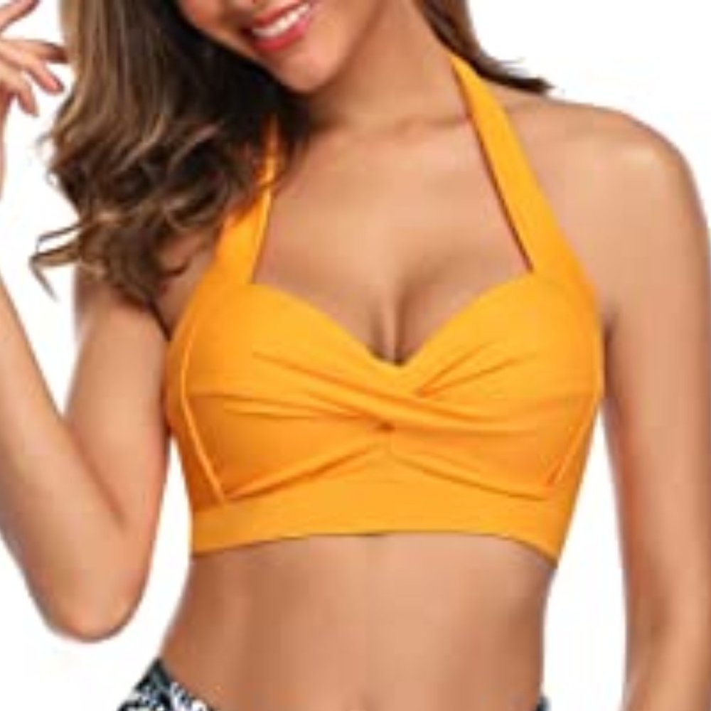Tempt Me Retro Halter Ruched High Waist Bikini - Picture 2 of 3